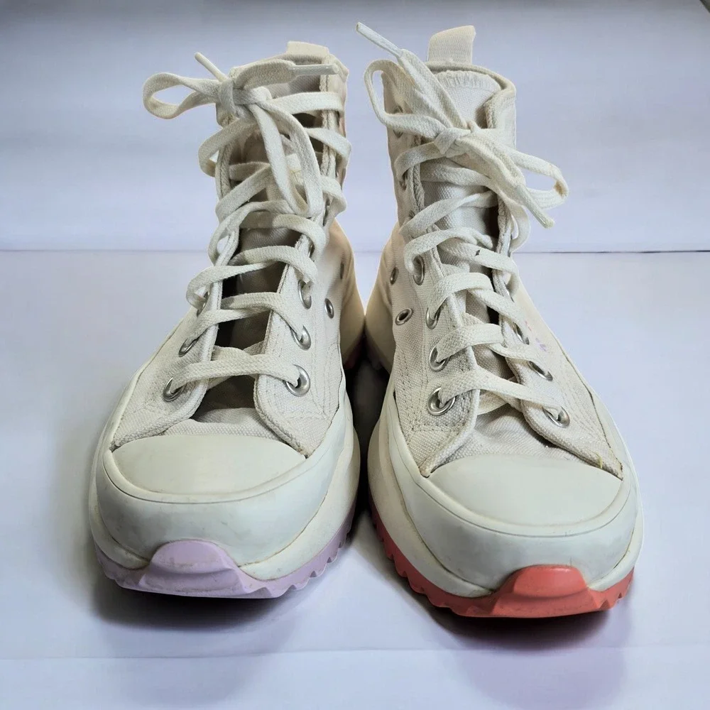 Converse Run Star High Top Sneakers Hike Platform Embroidered Floral Woman 4.5 - Picture 2 of 9